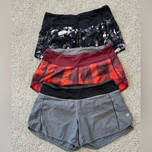 Lululemon lemon women’s shorts, under armour shorts, Nike shorts.